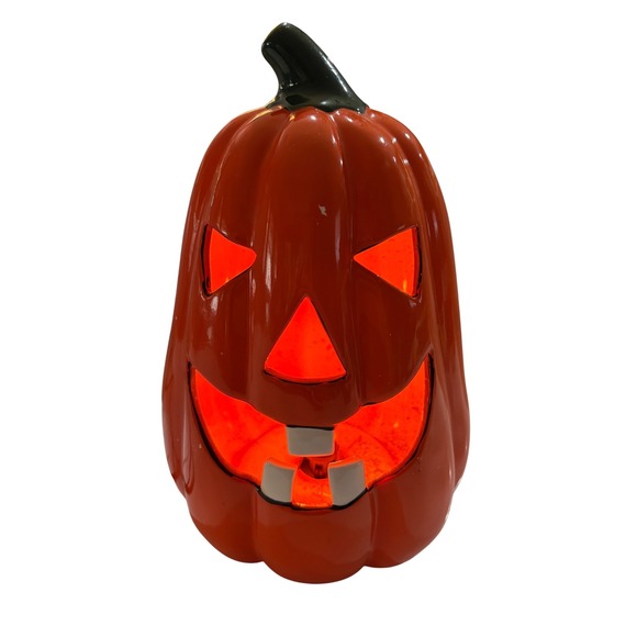 Vintage Halloween Pumpkin Jack O Lantern Ceramic Light Up Decoration Fall *read - Picture 1 of 13